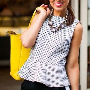 Club Monaco Textured Polkadot Sleeveless Peplum S